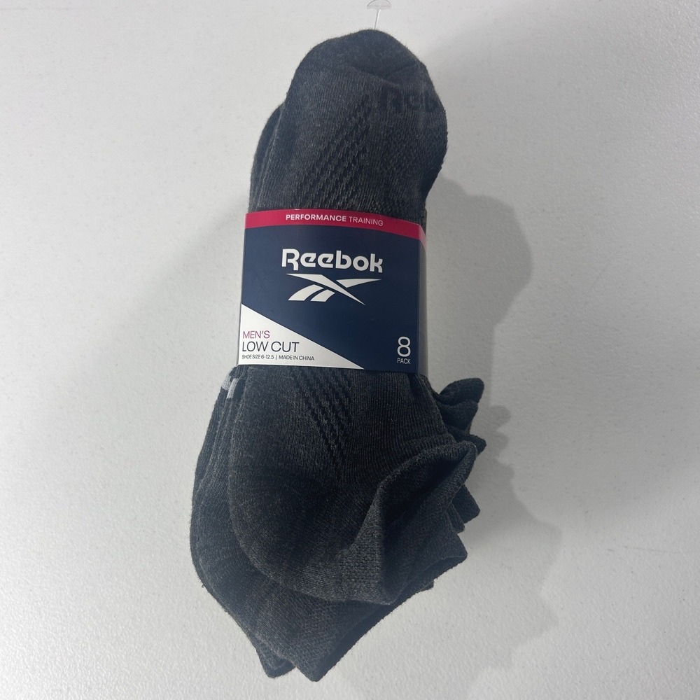 Reebok Mens Performance Training Low Cut‎ Socks 8 Pack Grey Shoe Size 6-12.5 NEW